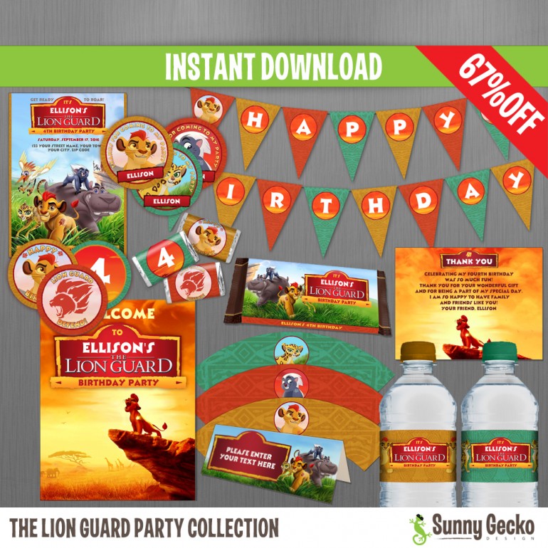 The Lion Guard Birthday Party Collection - Instant Download and Edit